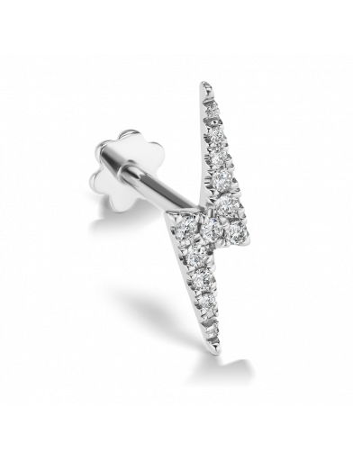 11mm Diamond Lightning Bolt Threaded Stud in White Gold