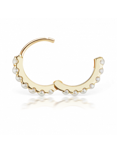 8mm Pearl Eternity Clicker in Yellow Gold