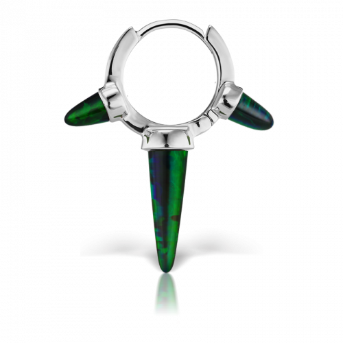 8mm Triple Long Black Opal Spike Clicker in White Gold