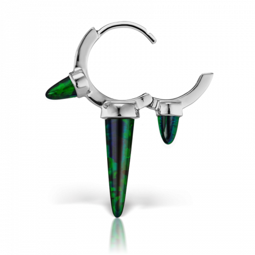 8mm Triple Long Black Opal Spike Clicker in White Gold