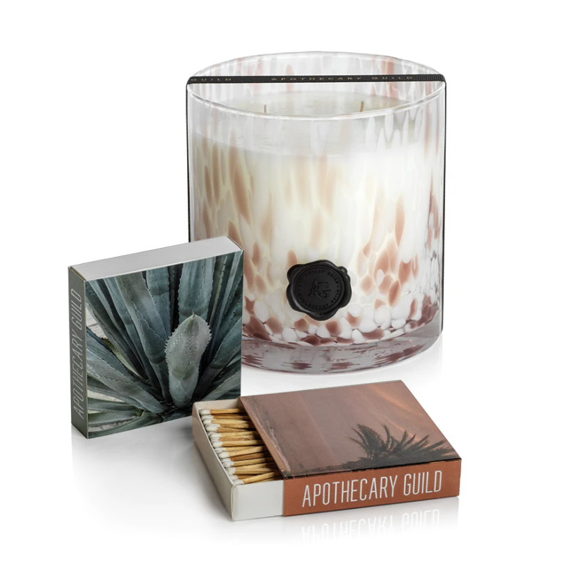 Opal Glass Candle Jar Gift Set: White & Taupe - Rio De Janeiro