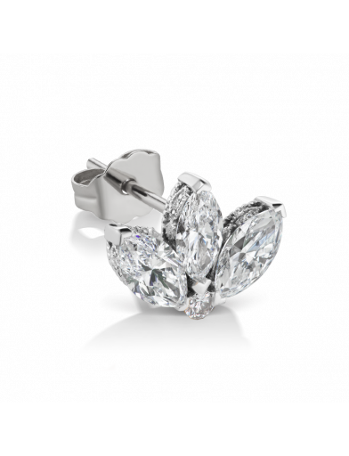 3mm Engraved Diamond Lotus Earstud in White Gold