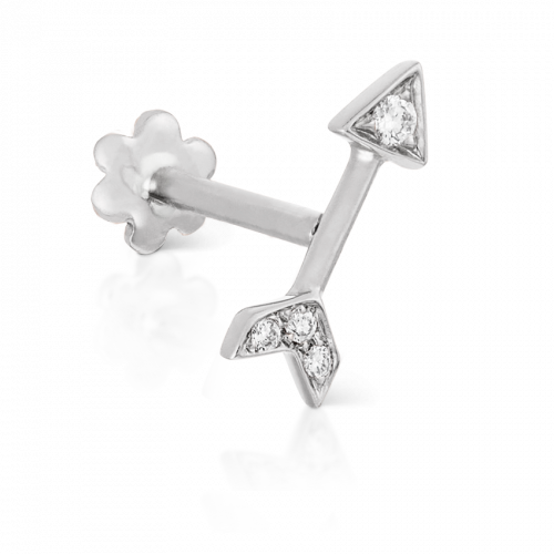 7.5mm Diamond Arrow Threaded Stud in White Gold