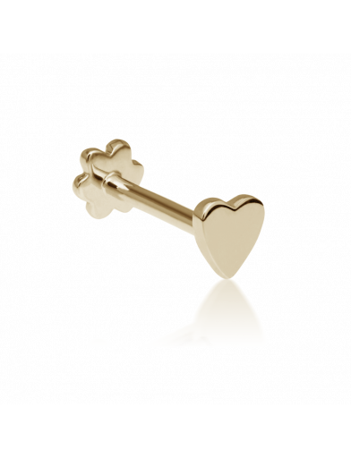 Heart Threaded Stud in Yellow Gold