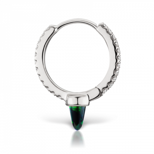 9.5mm Single Short Black Opal Diamond Eternity Ring in White Gold