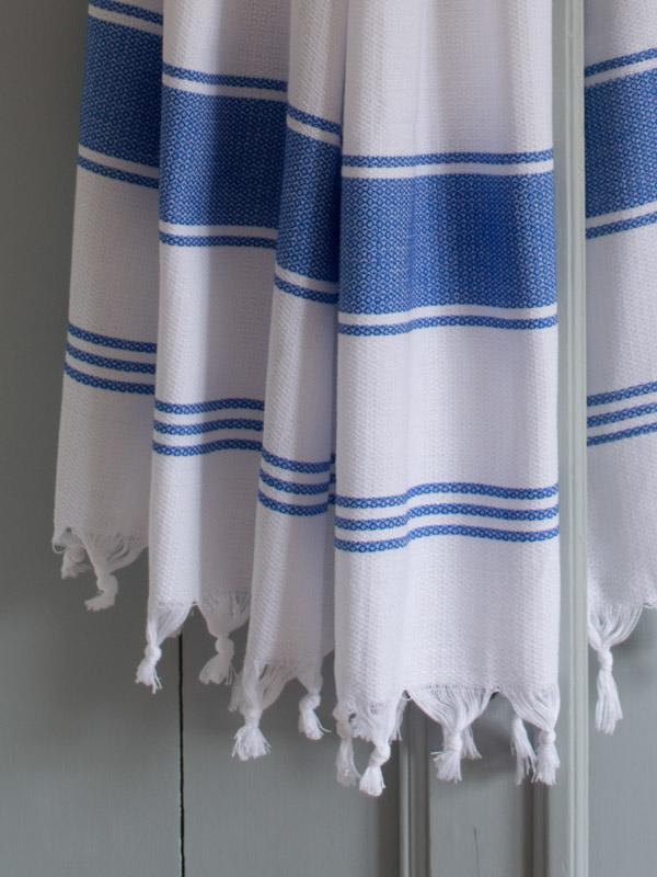 Honeycomb Towel White/greek Blue