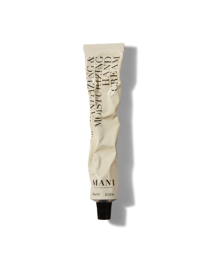 mani sanitizing and moisturizing hand cream 75ml white packaging squeezed hand cream hand sanitizer