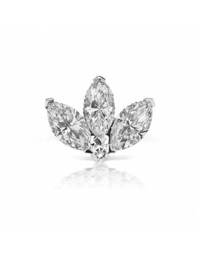 3mm Engraved Diamond Lotus Earstud in White Gold