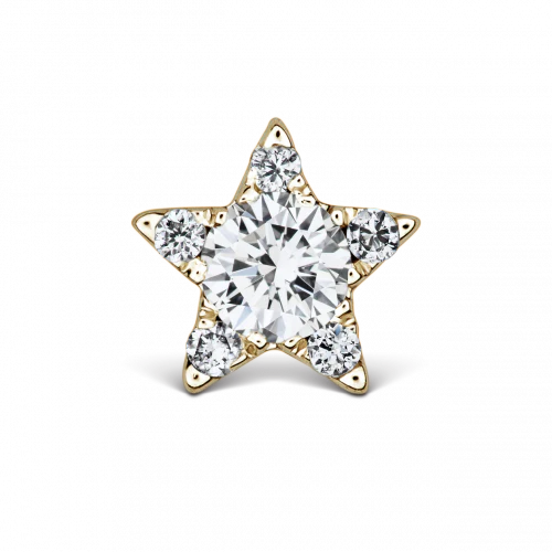 4.5mm Diamond Star Threaded Stud in Yellow Gold