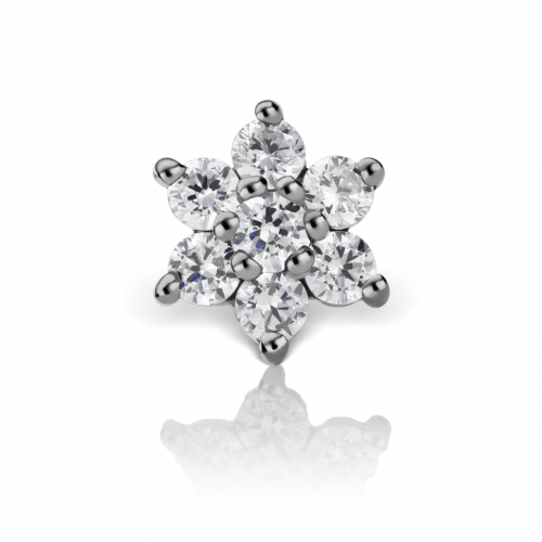 5.5mm Cubic Zirconia Flower Threaded Stud in White Gold