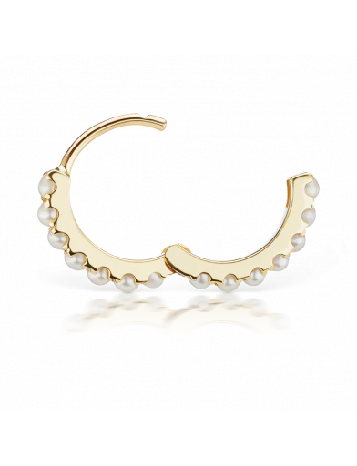 8mm Pearl Eternity Clicker in Yellow Gold