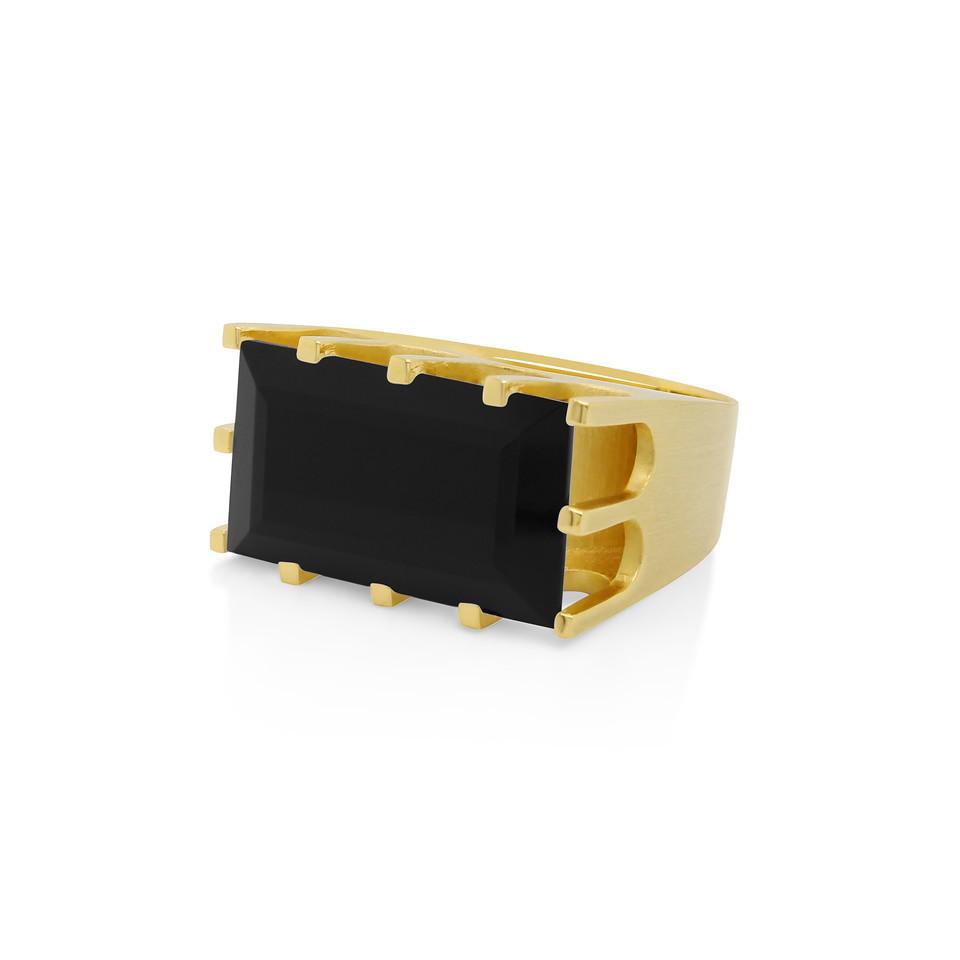 Castle Ring Gold With Black Onyx Size 8