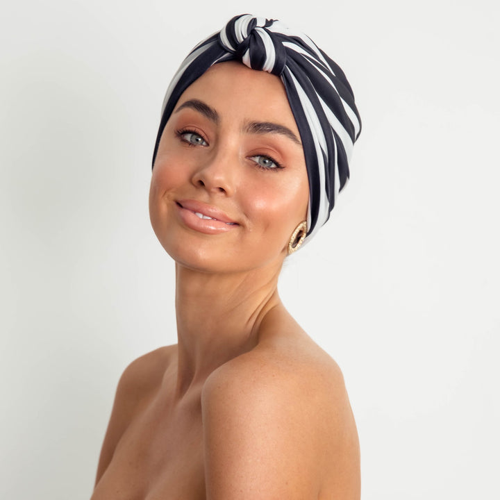 Dahlia Shower Cap - Monochrome Stripe