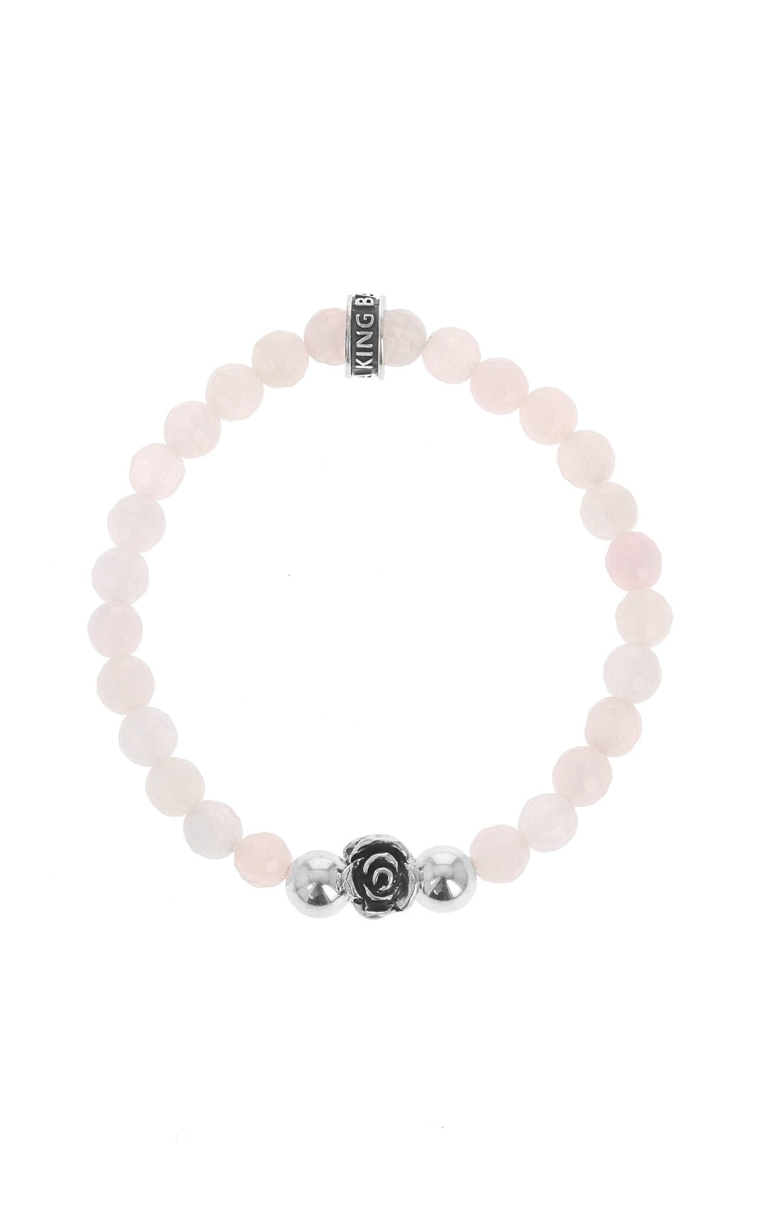 Rose Quartz Bracelet With Silver Rose Bead