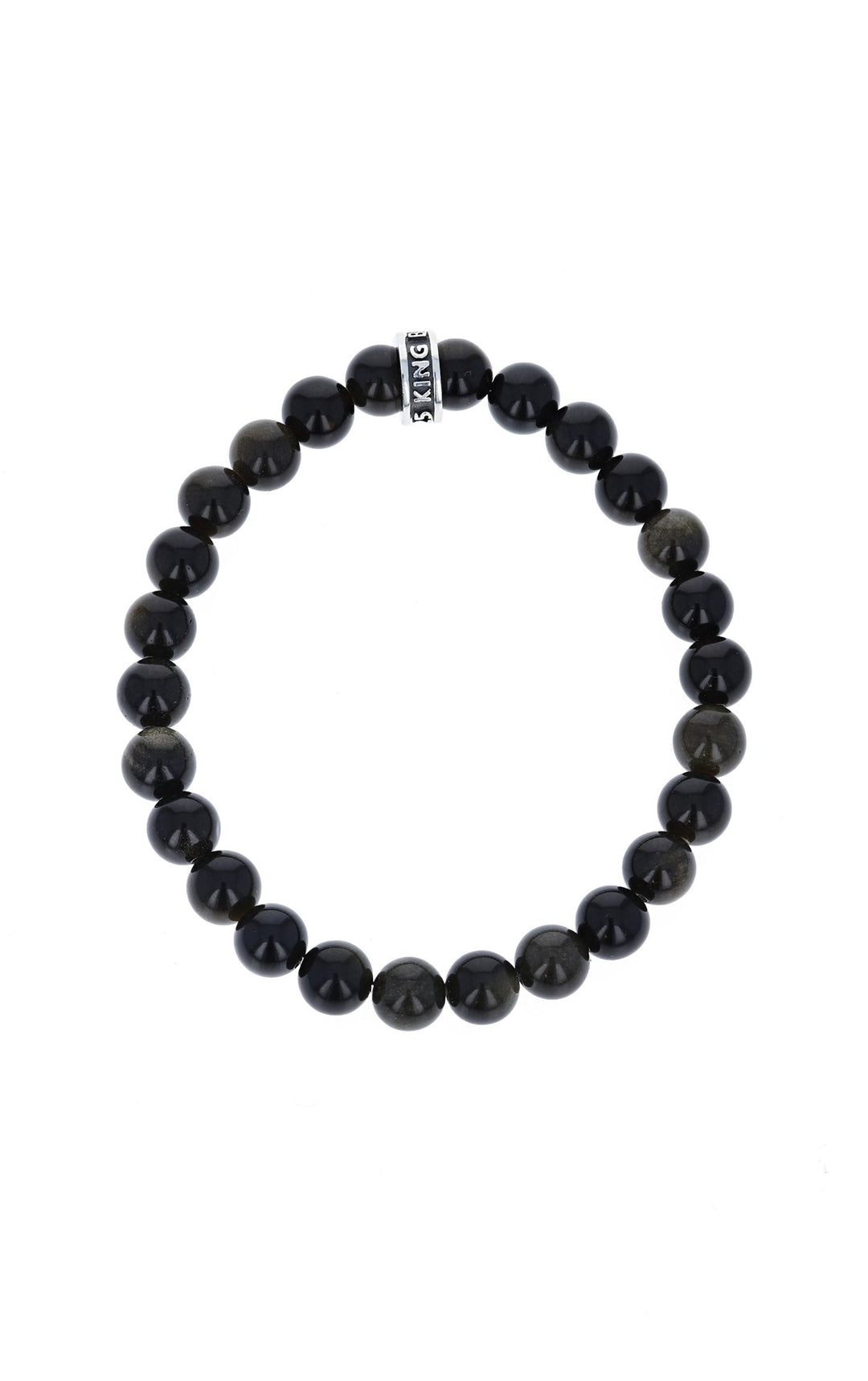 Black Obsidian Bracelet With Logo Ring