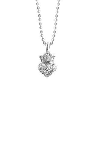 Small Crowned Heart Pendant With Cz Pave
