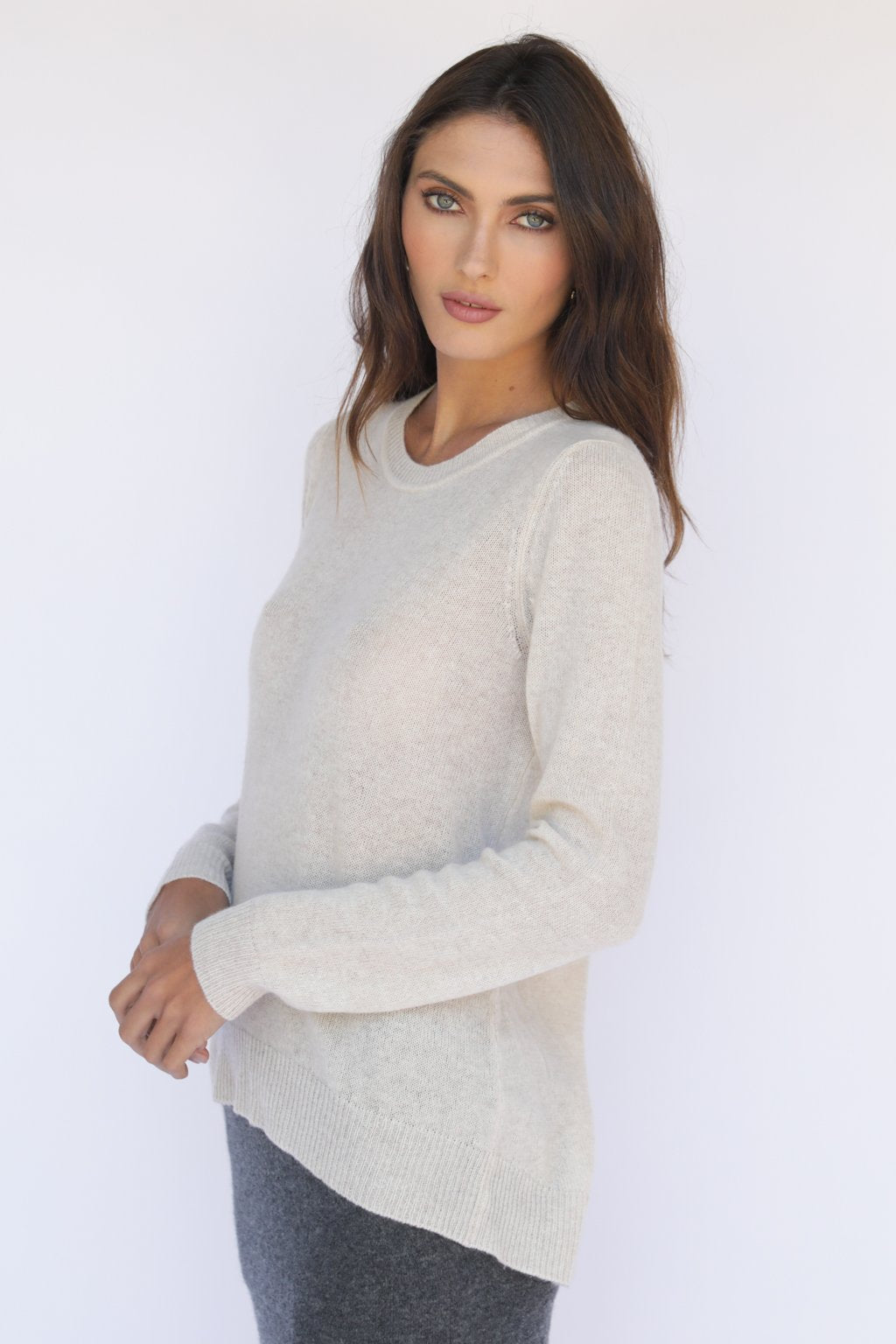 Kendra Round Neck Cashmere Sweater - Sand