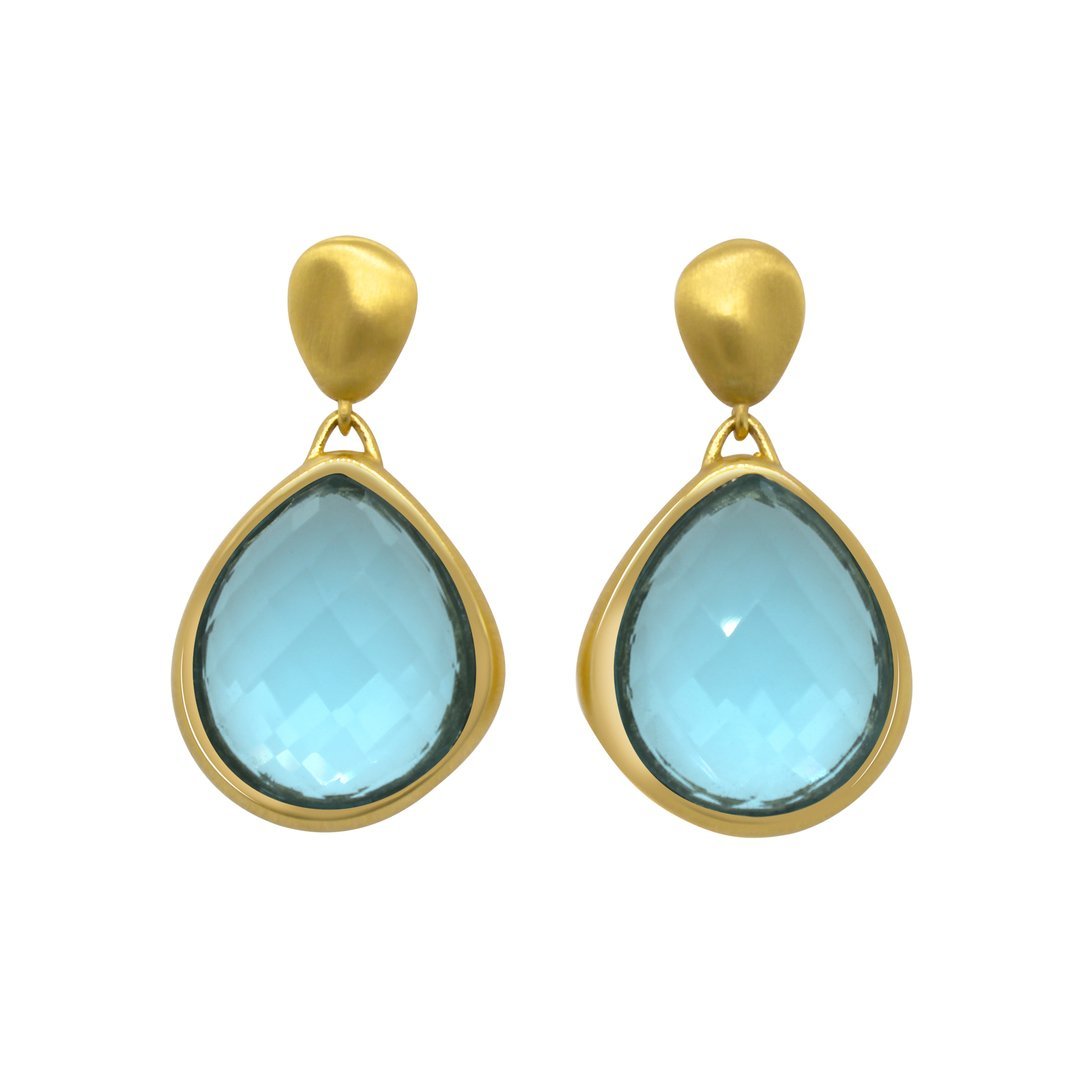 Mar Earrings Gold With Blue Topaz