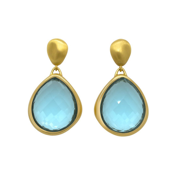 Mar Earrings Gold With Blue Topaz