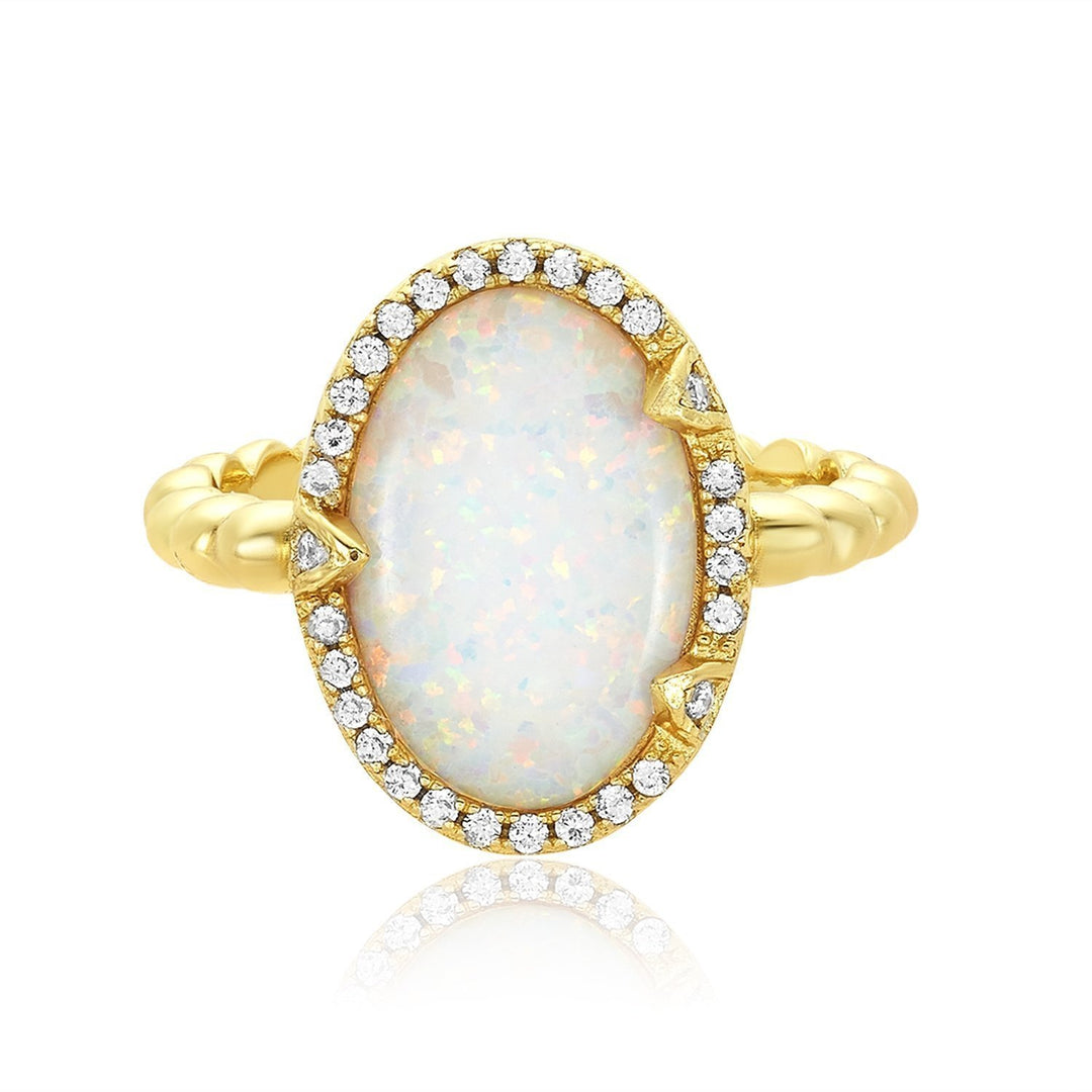 Maya Ring Gold + White Moonstone Size 7