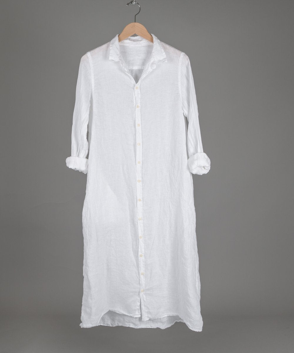 Maxi Linen Dress in White