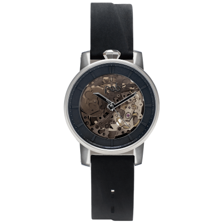 R360 Silver Wrist Watch With Black Suede Strap