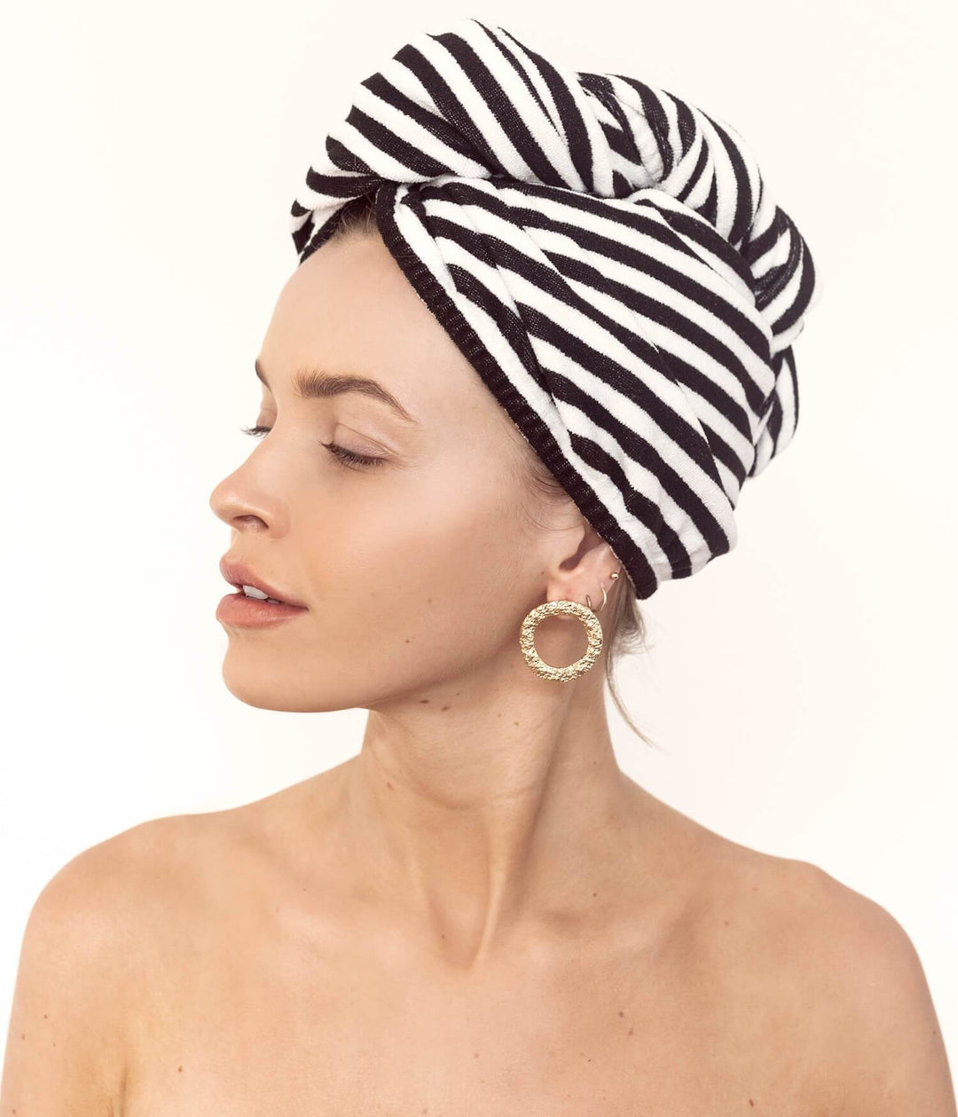 Riva Hair Towel Wrap - Monochrome Stripe