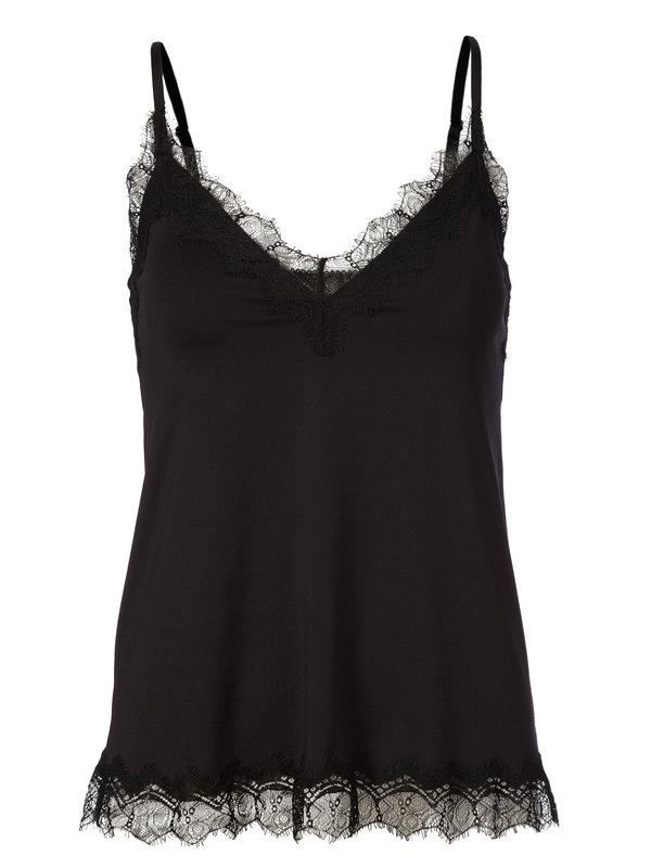 Strap Top With Lace - Black