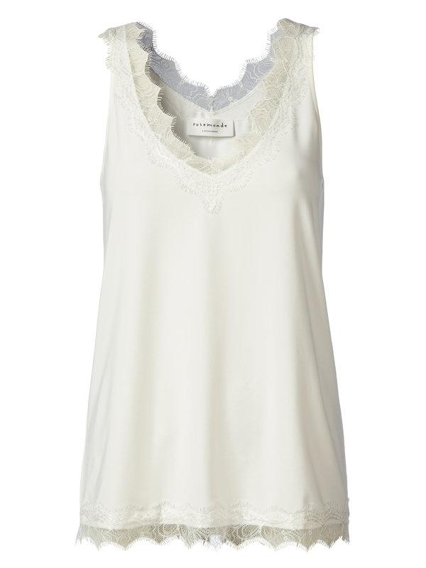 V-Neck Top With Lace - Ivory