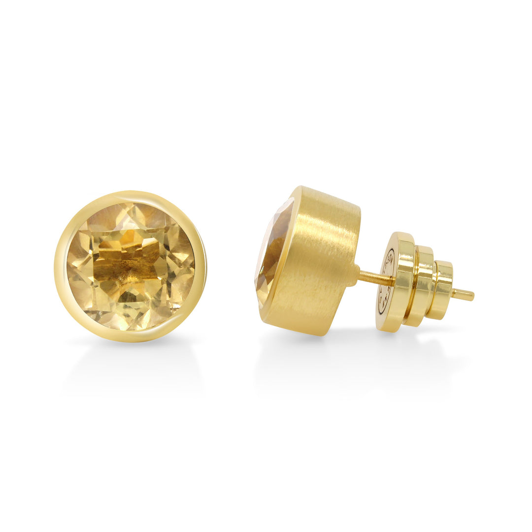 Signature Large Knockout Studs Gold With Citrine