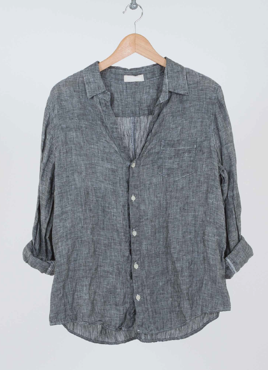 Sloane Linen Shirt in Dark Grey