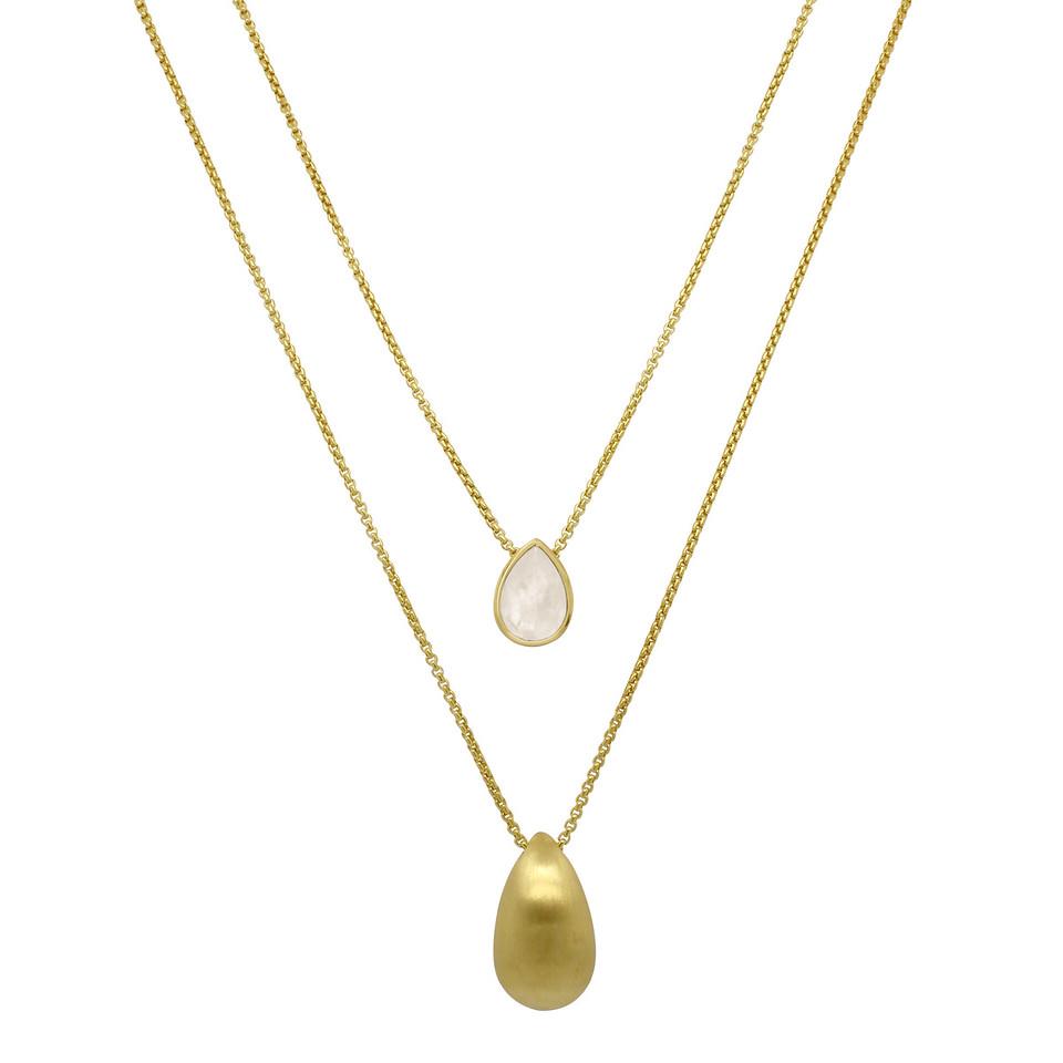 Teardrop Layered Necklace Gold With Moonstone