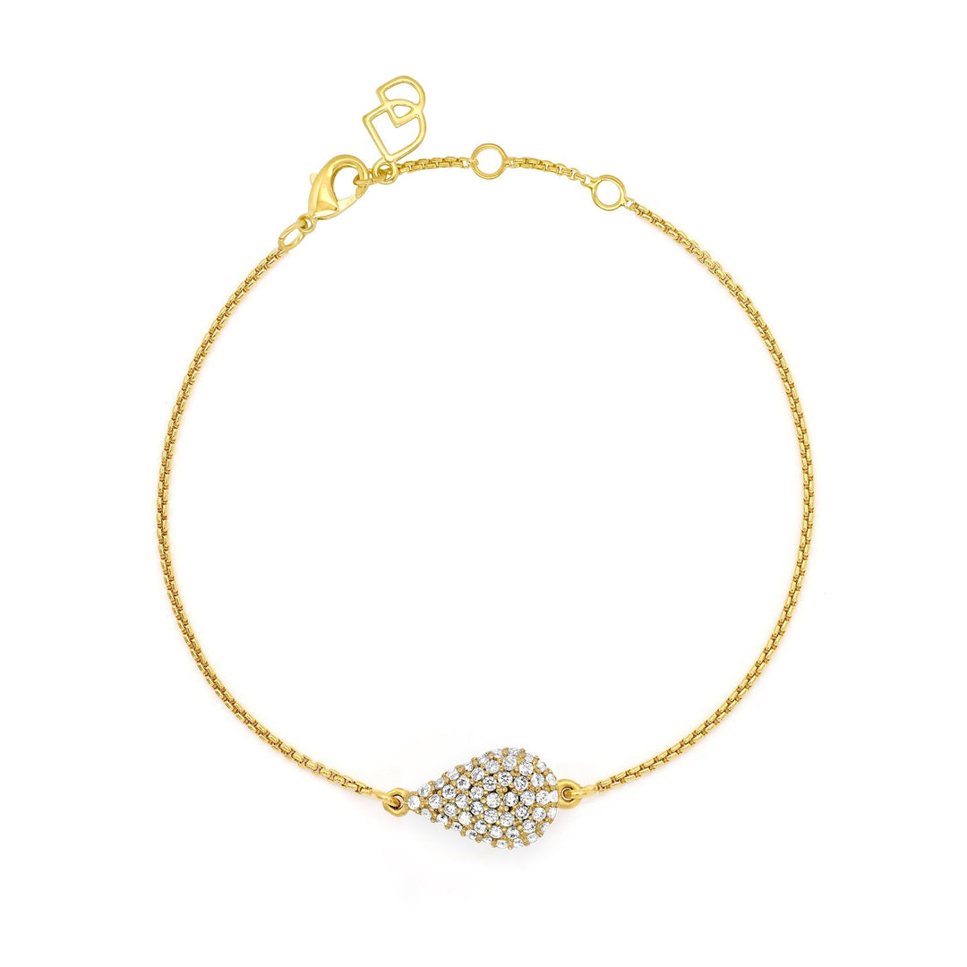 Teardrop Chain Bracelet Gold With Pave