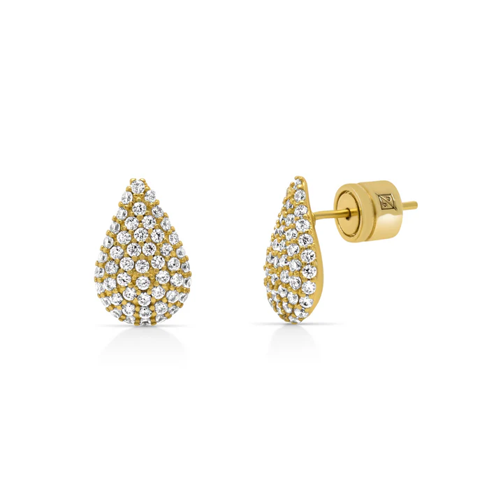 Teardrop Pave Studs Gold