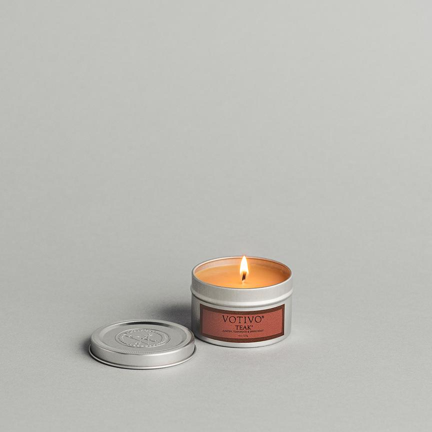 Teak Travel Tin Candle