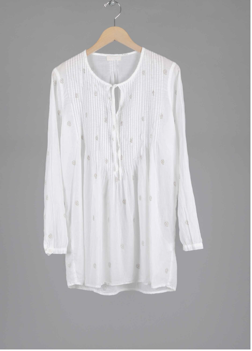 Angel Tunic in White With Gold Print