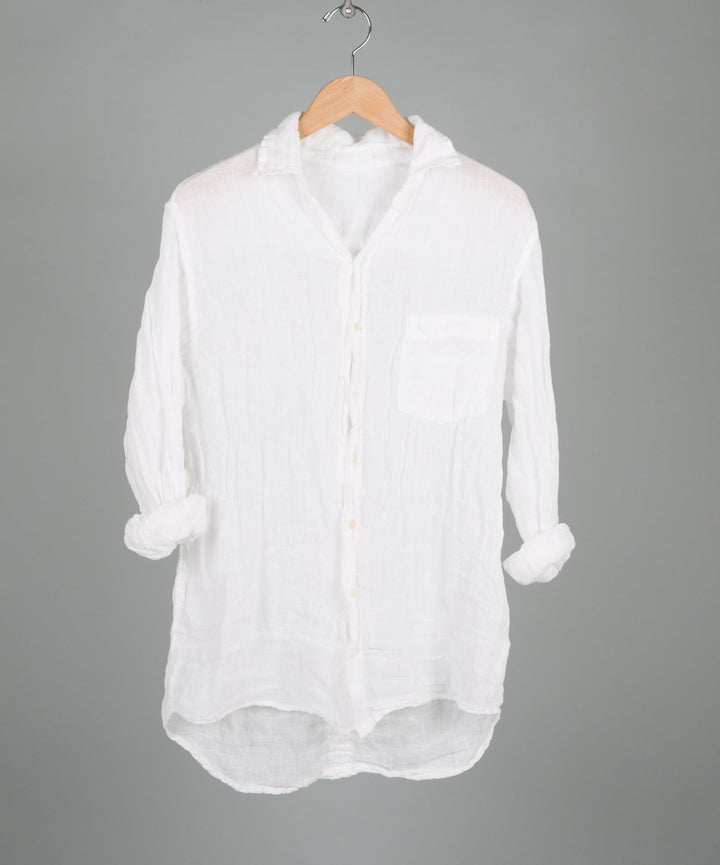 Jack Boyfriend Shirt in White Linen Gauze
