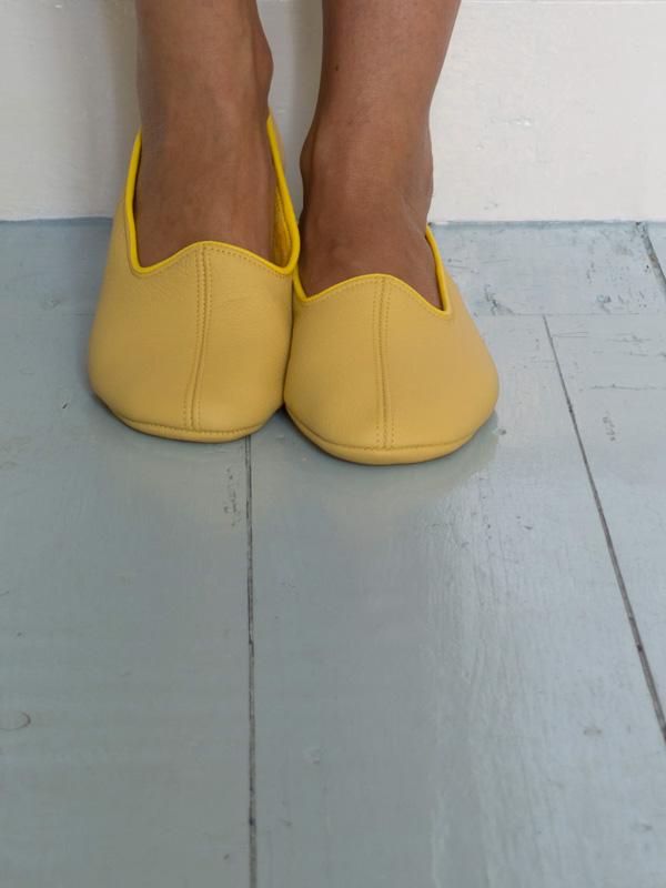 Leather Slippers in Yellow