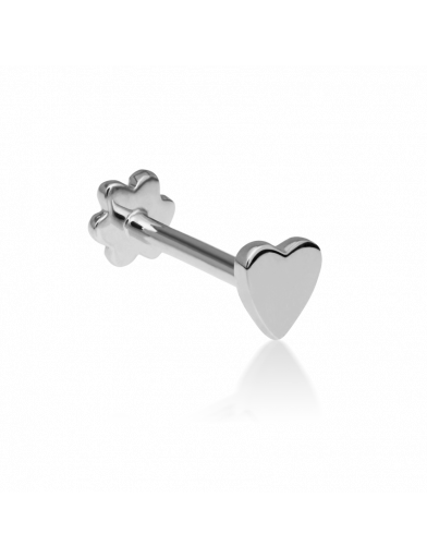 Heart Threaded Stud in White Gold