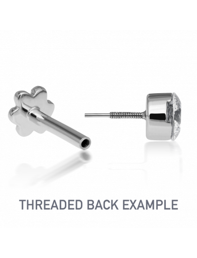 Heart Threaded Stud in White Gold