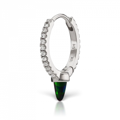 9.5mm Single Short Black Opal Diamond Eternity Ring in White Gold