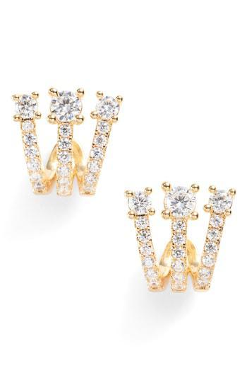 Katherine Ear Huggies Gold + White Diamondettes