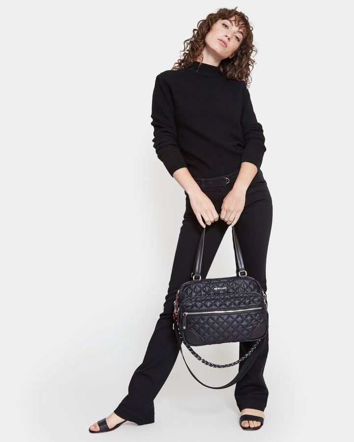 Medium Crosby in Black With Silver Hardware