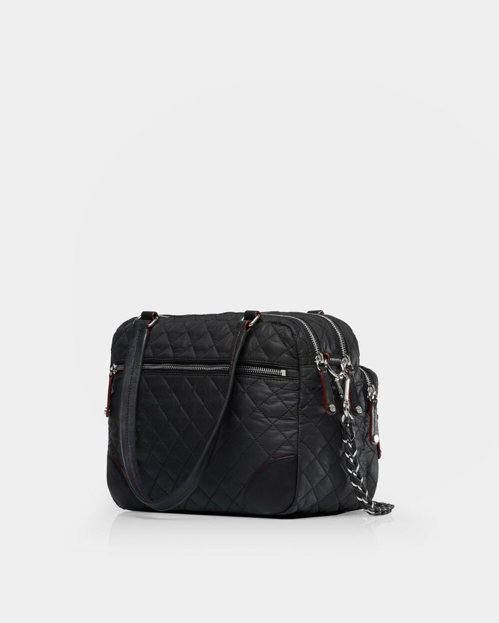Medium Crosby in Black With Silver Hardware