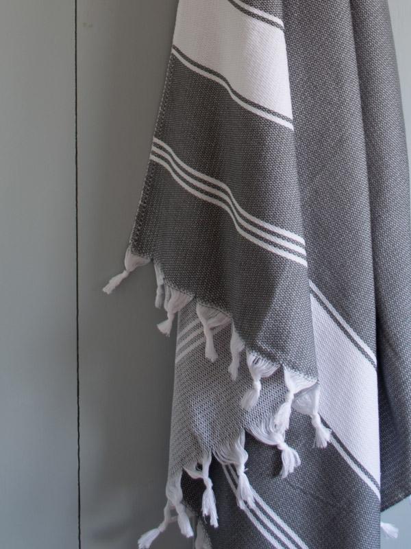 Honeycomb Towel Dark Grey/white