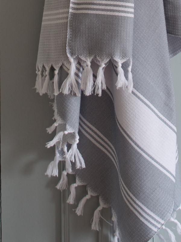 Honeycomb Towel Grey/white