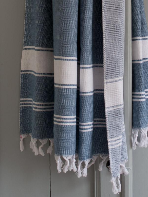 Honeycomb Towel Jeans Blue/white