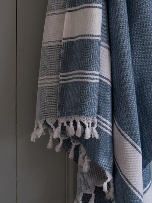 Honeycomb Towel Jeans Blue/white