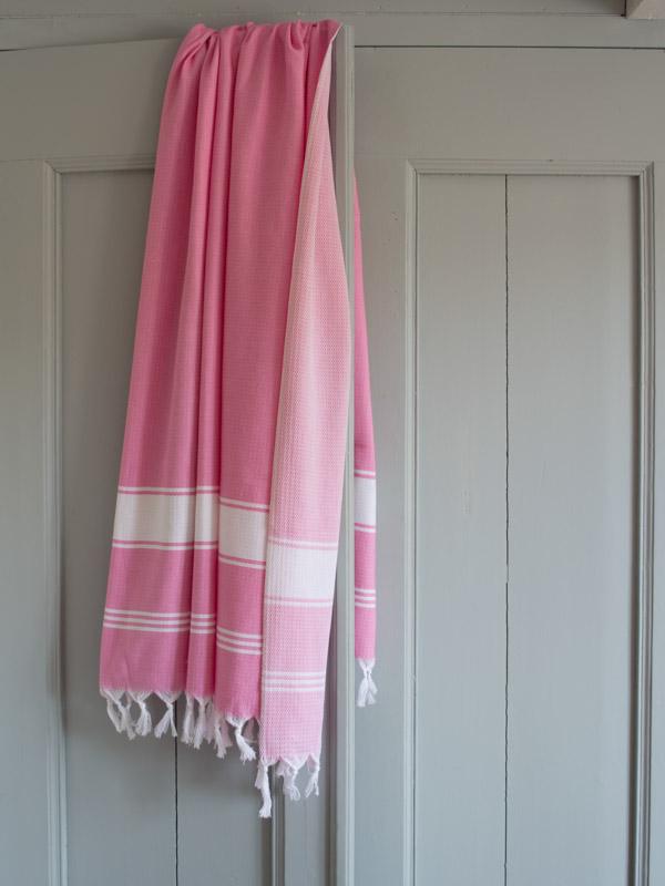 Honeycomb Towel Sorbet Pink/white