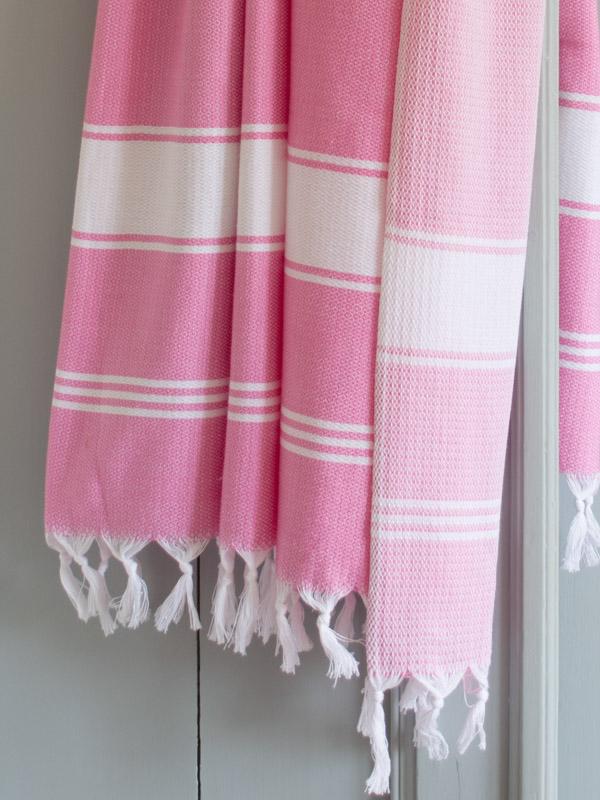 Honeycomb Towel Sorbet Pink/white